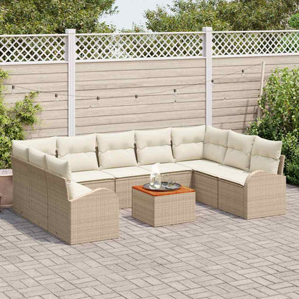 Havesofa Sæt 10 stk. Beige og creme polyrattan