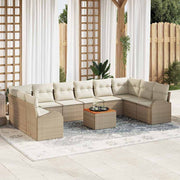 Havesofa Sæt med opbevaring 11 pcs Beige og creme polyrattan