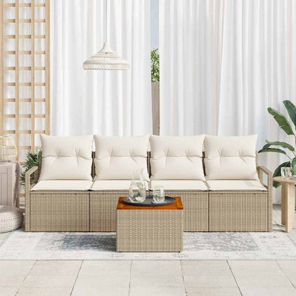 Havesofa Sæt 5 stk. Beige og creme polyrattan
