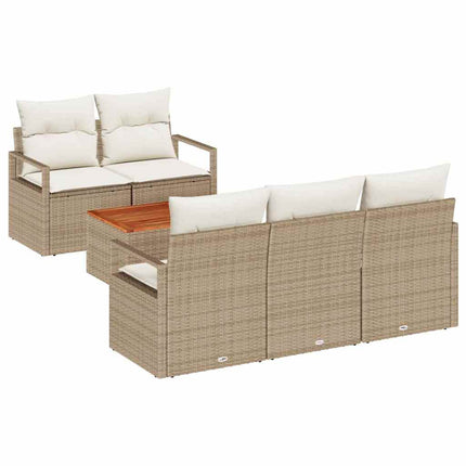 Havesofa Sæt 6 stk. Beige og creme polyrattan