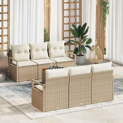 Havesofa Sæt 7 stk. Beige og creme polyrattan
