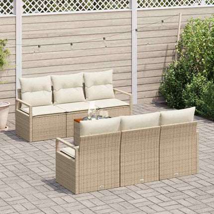 Havesofa Sæt 7 stk. Beige og creme polyrattan