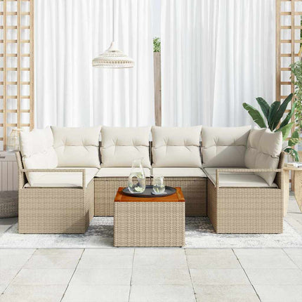 Havesofa Sæt 7 stk. Beige og creme polyrattan
