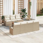 Havesofa Sæt med opbevaring 8 pcs Beige og creme polyrattan