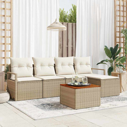 Havesofa Sæt 6 stk. Beige og creme polyrattan