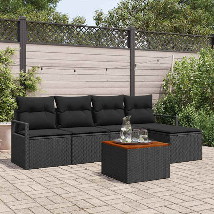 Havesofa Sæt 6 stk. Sort polyrattan