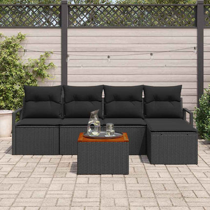 Havesofa Sæt 6 stk. Sort polyrattan