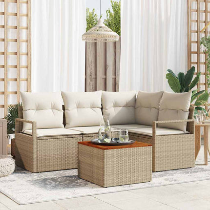 Havesofa Sæt 5 stk. Beige og creme polyrattan
