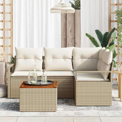Havesofa Sæt 5 stk. Beige og creme polyrattan
