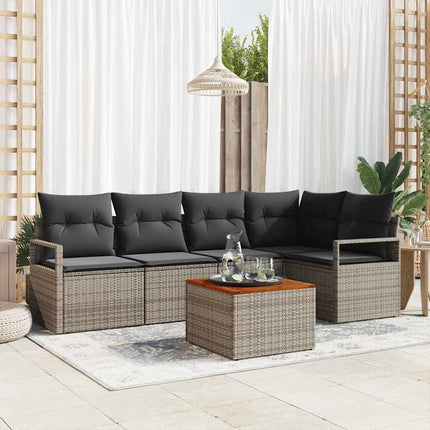 Havesofa Sæt 6 stk. Grå polyrattan