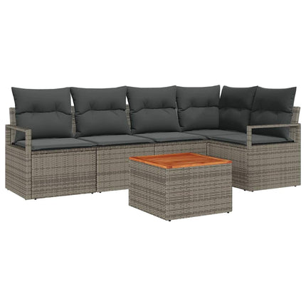 Havesofa Sæt 6 stk. Grå polyrattan