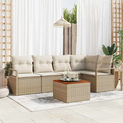 Havesofa Sæt 6 stk. Beige og creme polyrattan