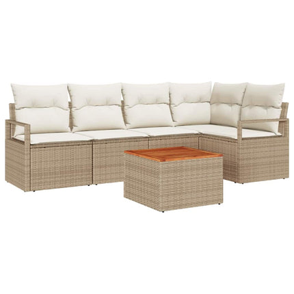 Havesofa Sæt 6 stk. Beige og creme polyrattan