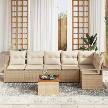 Havesofa Sæt 7 stk. Beige og creme polyrattan