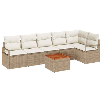 Havesofa Sæt 7 stk. Beige og creme polyrattan