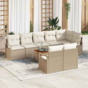 Havesofa Sæt med opbevaring 9 pcs Beige og creme polyrattan