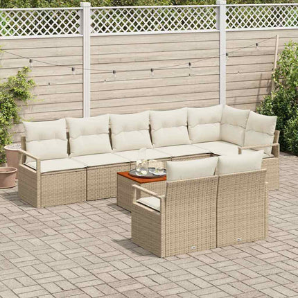 Havesofa Sæt 9 stk. Beige og creme polyrattan