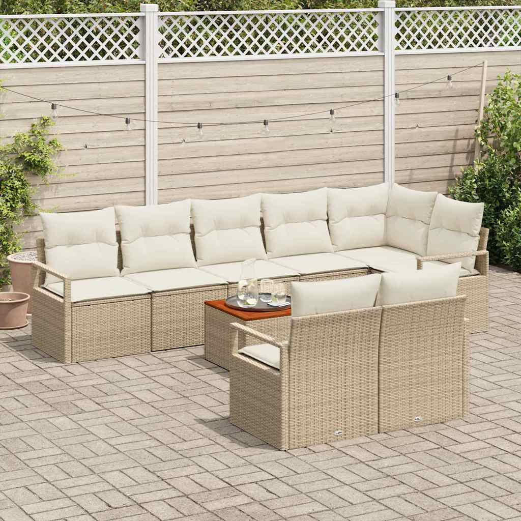 Havesofa Sæt med opbevaring 9 pcs Beige og creme polyrattan
