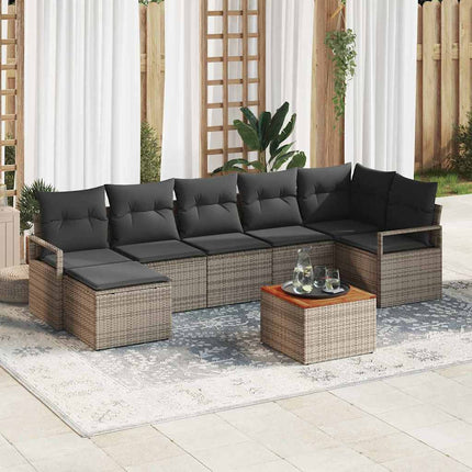 Havesofa Sæt med opbevaring 8 pcs Grå polyrattan