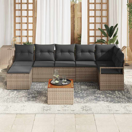 Havesofa Sæt med opbevaring 8 pcs Grå polyrattan