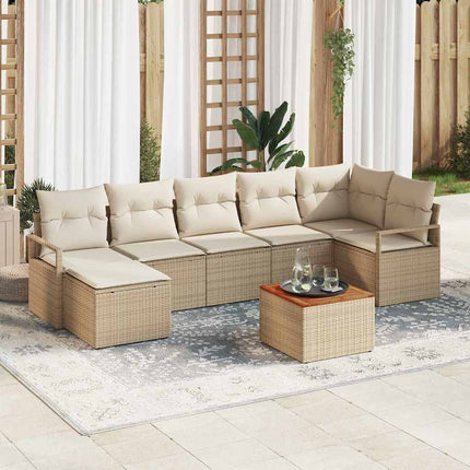 Havesofa Sæt med opbevaring 8 pcs Beige og creme polyrattan