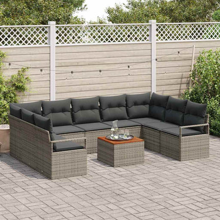 Havesofa Sæt med opbevaring 10 pcs Grå polyrattan