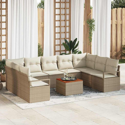 Havesofa Sæt 10 stk. Beige og creme polyrattan