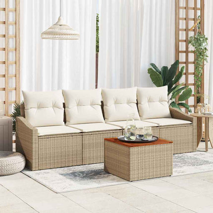 Havesofa Sæt 5 stk. Beige og creme polyrattan