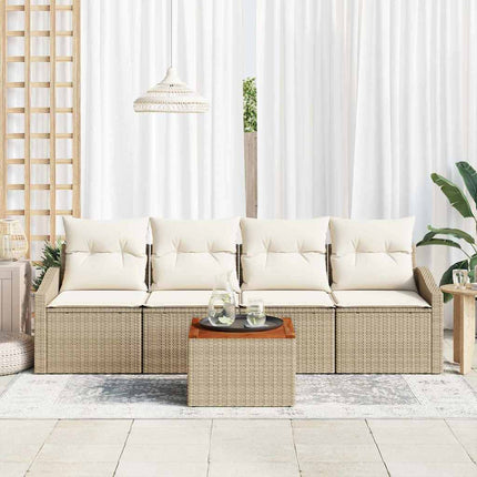 Havesofa Sæt 5 stk. Beige og creme polyrattan