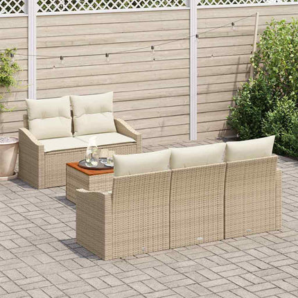 Havesofa Sæt 6 stk. Beige og creme polyrattan
