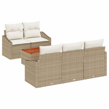 Havesofa Sæt 6 stk. Beige og creme polyrattan