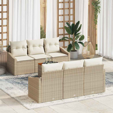 Havesofa Sæt 7 stk. Beige og creme polyrattan