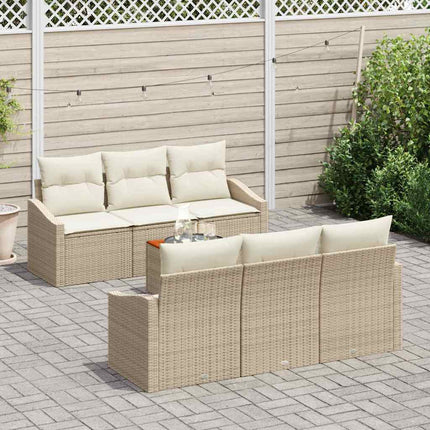 Havesofa Sæt 7 stk. Beige og creme polyrattan