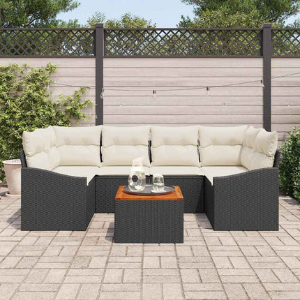 Havesofa Sæt 7 stk. Sort og Cream polyrattan