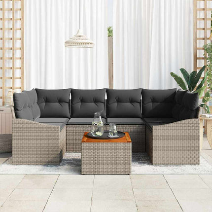 Havesofa Sæt med opbevaring 7 pcs Grå polyrattan