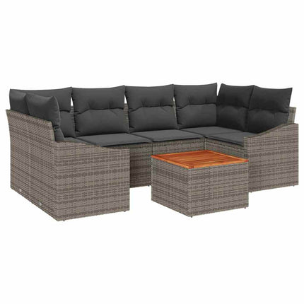 Havesofa Sæt med opbevaring 7 pcs Grå polyrattan