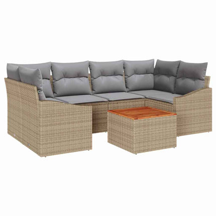 Havesofa Sæt 7 stk. Beige og lys grå polyrattan