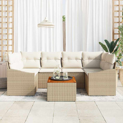 Havesofa Sæt 7 stk. Beige og creme polyrattan