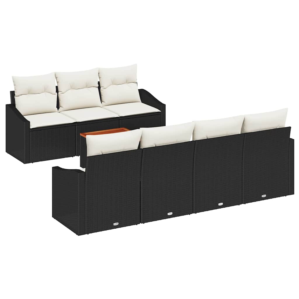 Havesofa Sæt med opbevaring 8 pcs Sort og Cream polyrattan