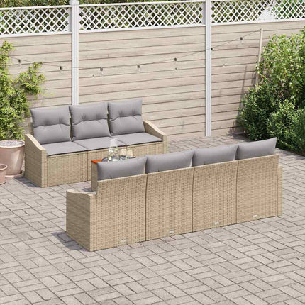Havesofa Sæt 8 stk. Beige og lys grå polyrattan