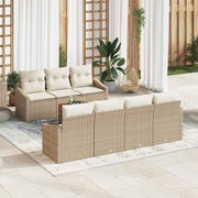 Havesofa Sæt med opbevaring 8 pcs Beige og creme polyrattan