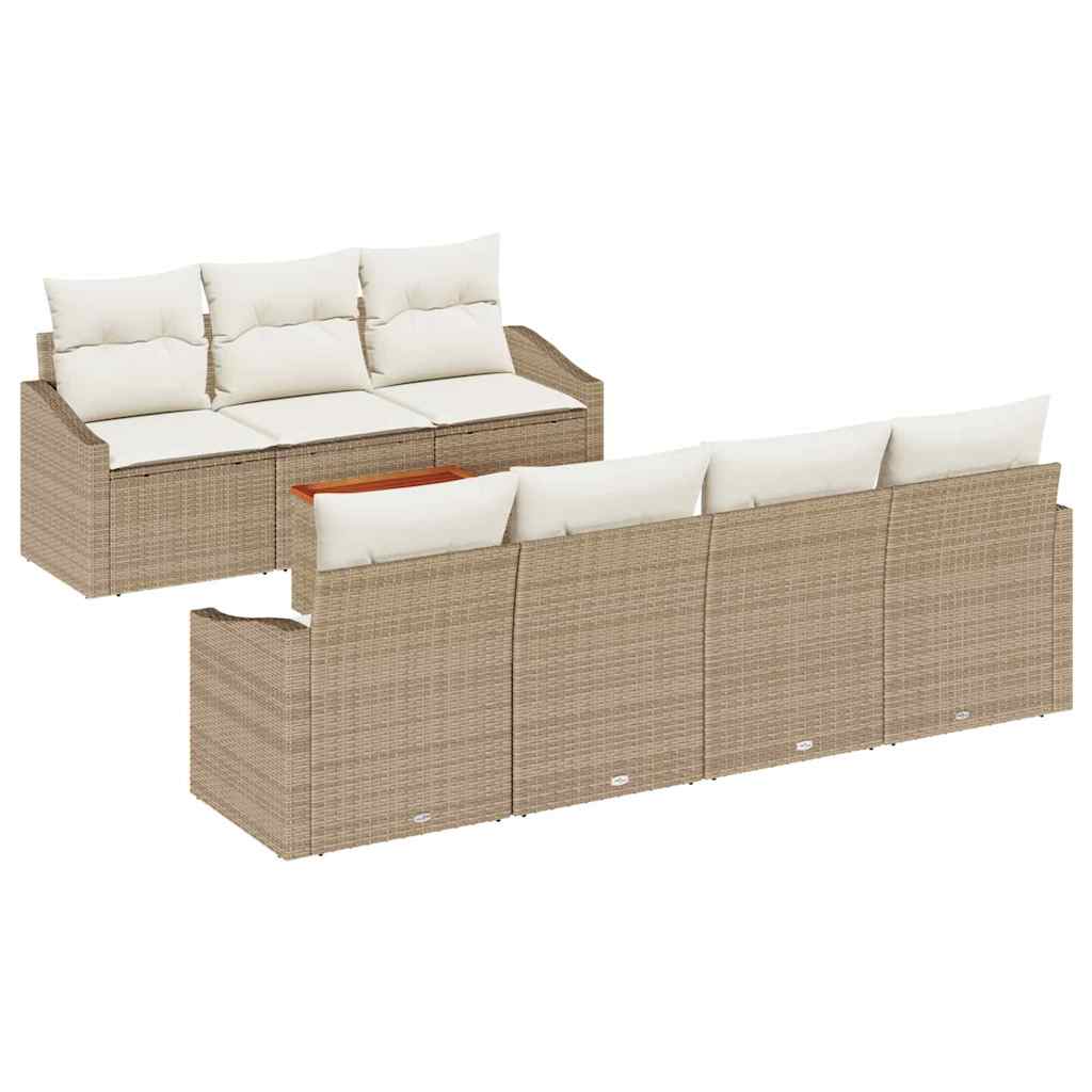 Havesofa Sæt med opbevaring 8 pcs Beige og creme polyrattan