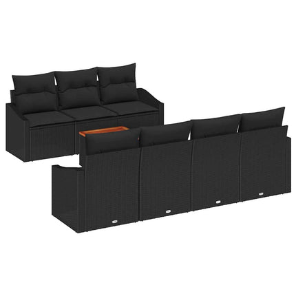 Havesofa Sæt med opbevaring 8 pcs Sort polyrattan