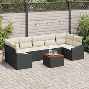 Havesofa Sæt med opbevaring 8 pcs Sort og Cream polyrattan