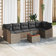 Havesofa Sæt med opbevaring 8 pcs Grå polyrattan