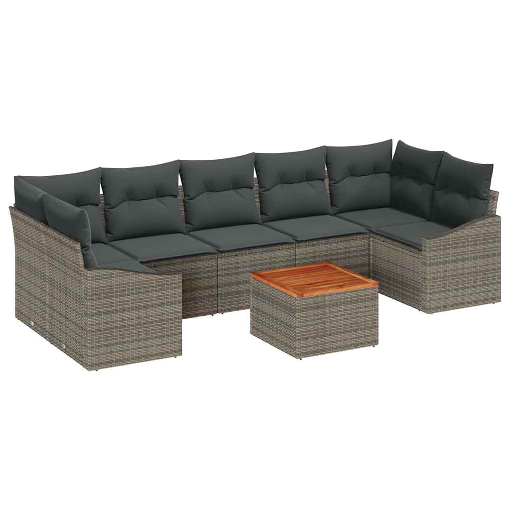 Havesofa Sæt med opbevaring 8 pcs Grå polyrattan