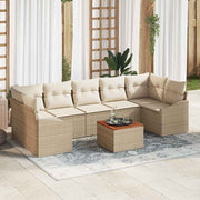 Havesofa Sæt med opbevaring 8 pcs Beige og creme polyrattan