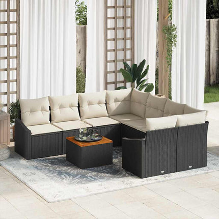 Havesofa Sæt 9 stk. Sort og Cream polyrattan