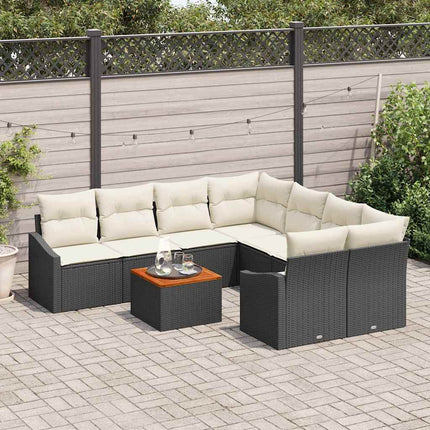 Havesofa Sæt 9 stk. Sort og Cream polyrattan