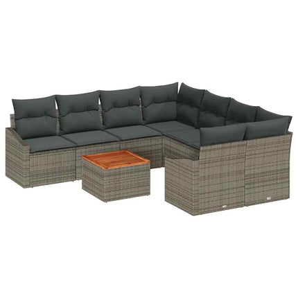 Havesofa Sæt med opbevaring 9 pcs Grå polyrattan